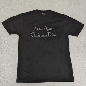 MARKET Born Again Christian Dior Shirt Mens Small Black Rhinestone Graphic Tee